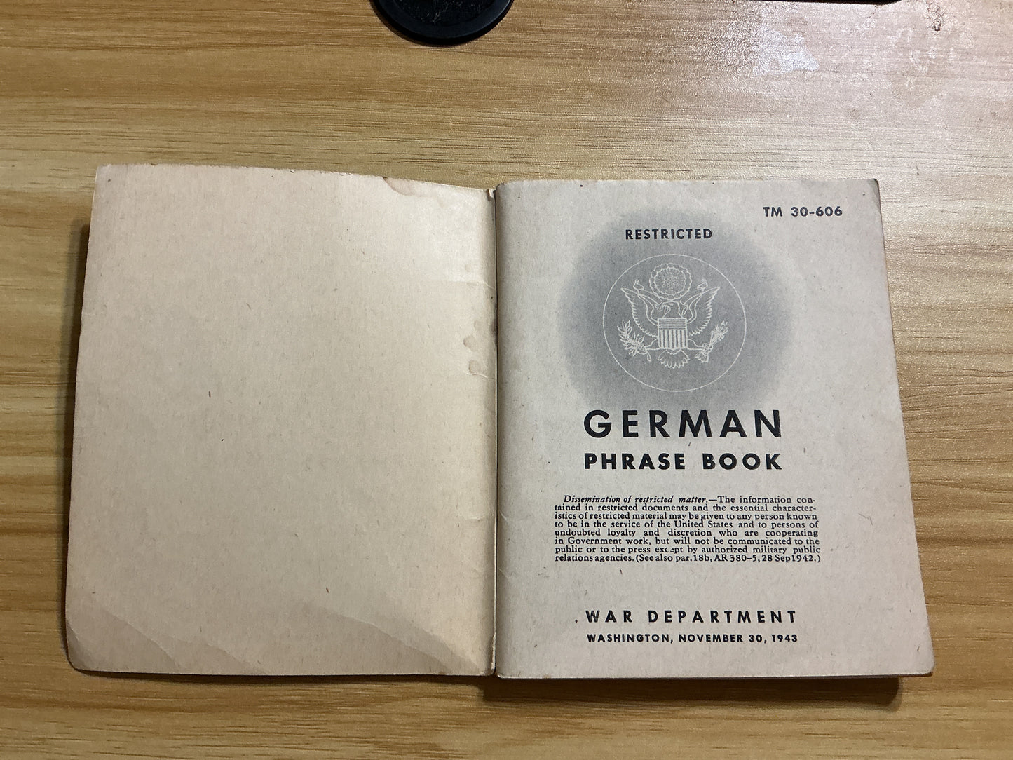 1943 U.S. Army German Phrase Book