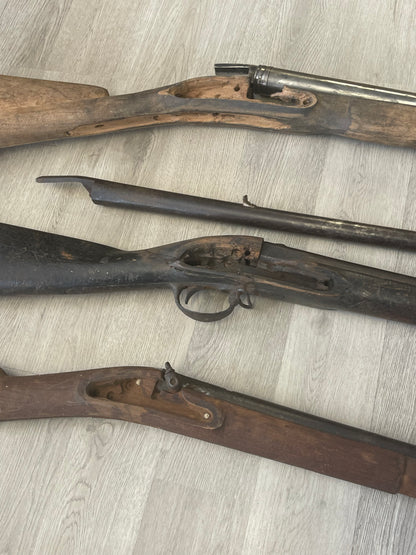 U.S. Musket Parts Lot – 5 Stocks, 4 Barrels & Springfield 1864 Percussion Lockplate