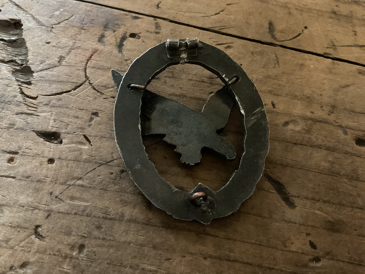 WWII German Luftwaffe Pilot/Observer Badge-Unmarked Two-Piece Construction