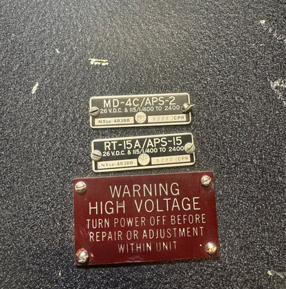 WWII U.S. Navy RT-15A/APS-15 Airborne Radar Transmitter with MD-4C/APS-2 Modulator