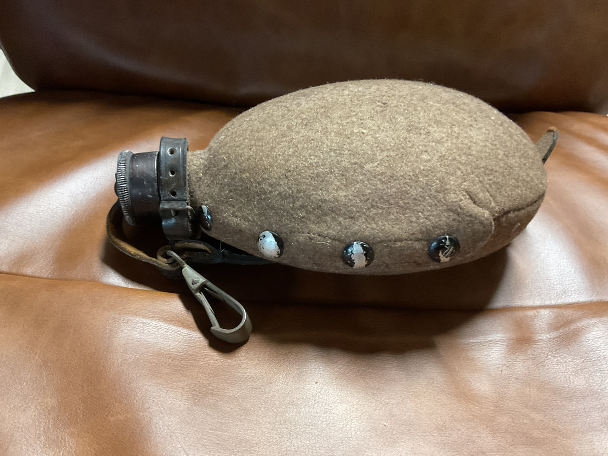 Original WWII German HRE 1-Liter Gebirgsjager Labeflasche Canteen w/ Felt Cover and Strap-“Medical Mountain/Gebirgsjager”-Named “Rehelt”- “HRE 40”