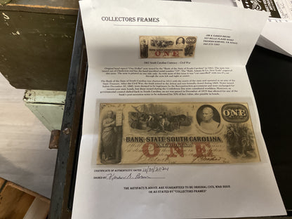 Confederate Bank of South Carolina One Dollar Bill Civil War