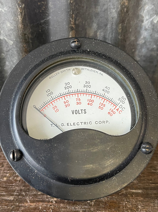 Vintage Roller-Smith Voltmeter – Dual Scale AC/DC Panel Meter (T.L.G. Electric Corp.)
