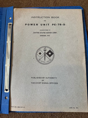 Early Signal Corps instruction book for Power Unit PE-76-D