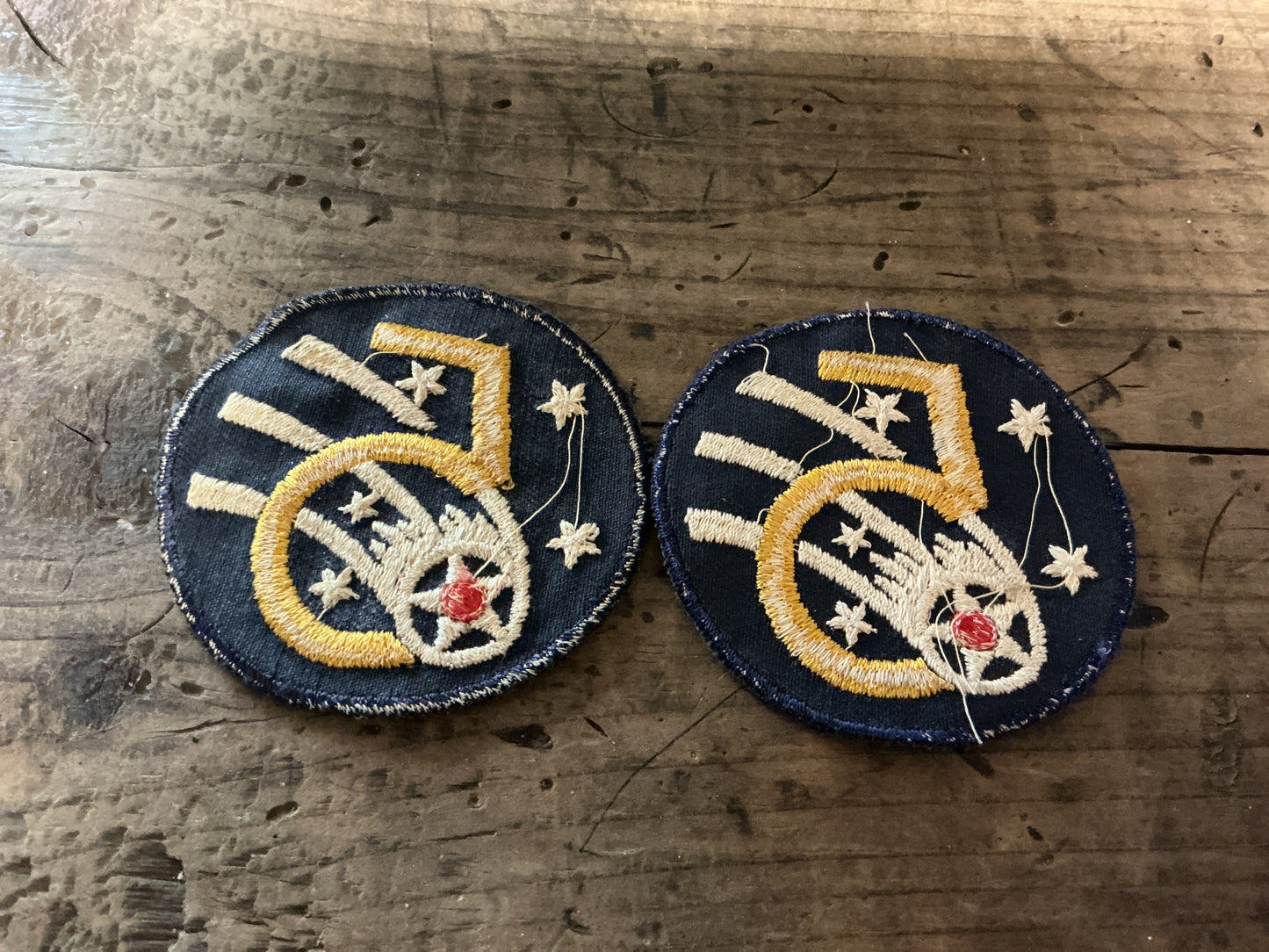 Original WWII U.S. Army Air Force 5th Air Force Shoulder Sleeve Insignia Patch-Matched Pair