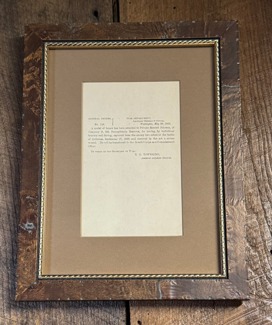 EARLY MEDAL OF HONOR Original General Order— PENNSYLVANIA HERO (ANTIETAM)