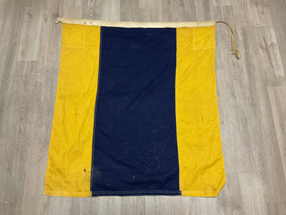 Vintage Maritime International Code Signal Flag-Letter “D”/Delta-Lg. Sewn Yellow & Blue Shipboard Flag