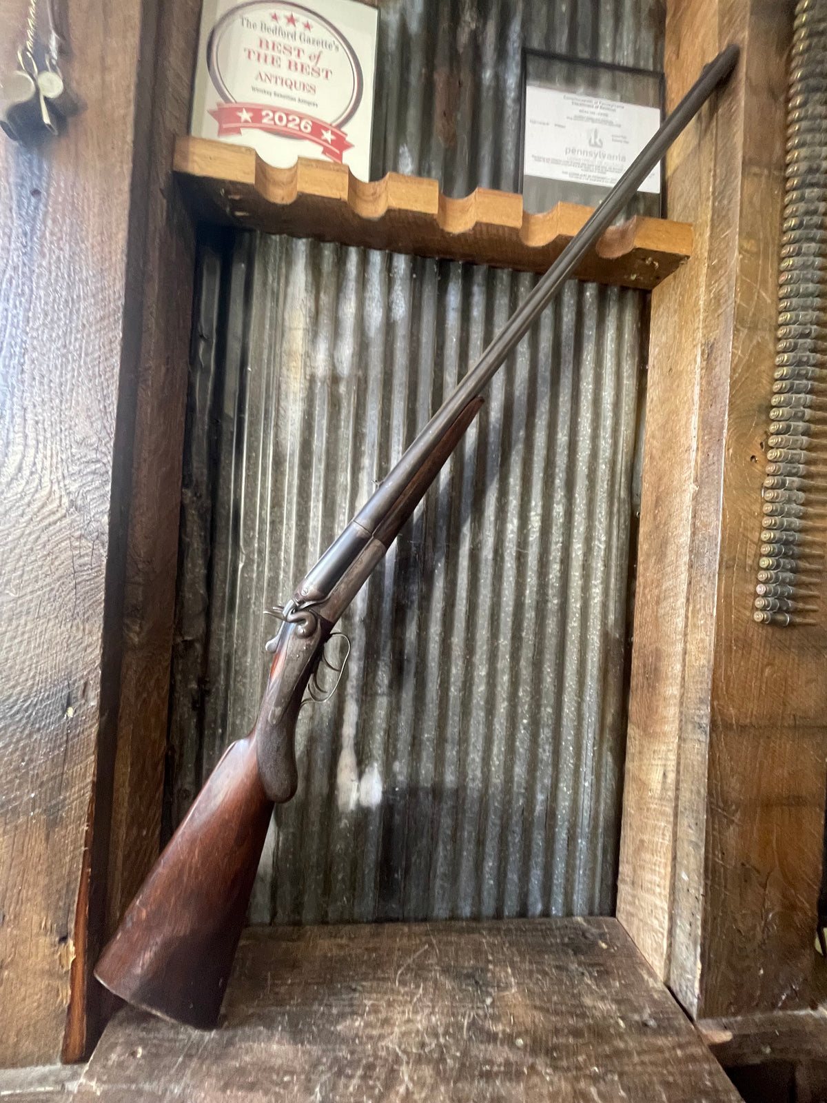 H. Pieper Belgium Hammer Double Combination Gun – 12 Gauge / .38-55