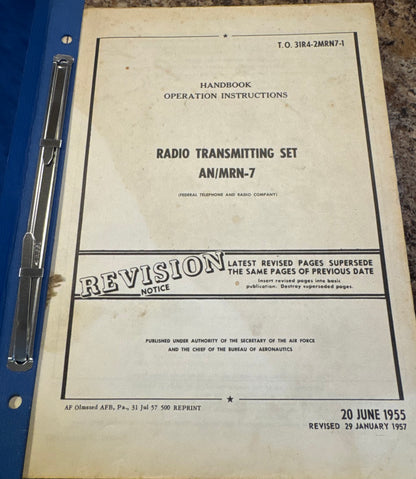 1955–57 U.S. Air Force AN/MRN-7 Radio Transmitting Set Technical Manual Binder