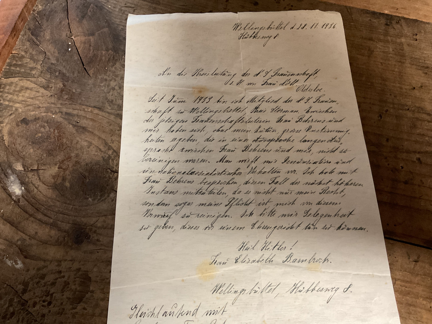 Elisabeth Barnbrock 1936 NS-Frauenschaft Dispute Archive-Hamburg-Wellingbuttel-Named WWII German Document Group