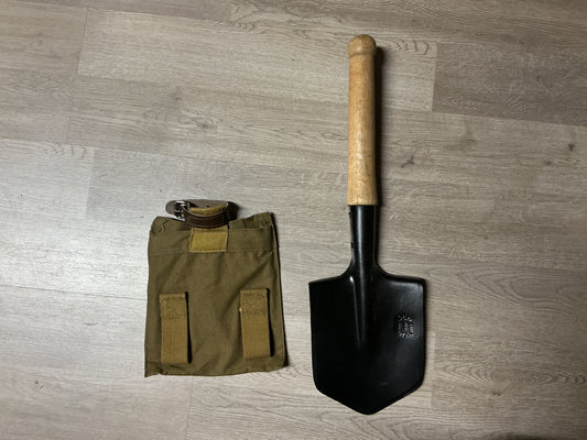 1981 OTKI Marked Military Entrenching Shovel w/ Canvas Carrier Eastern Block Surplus