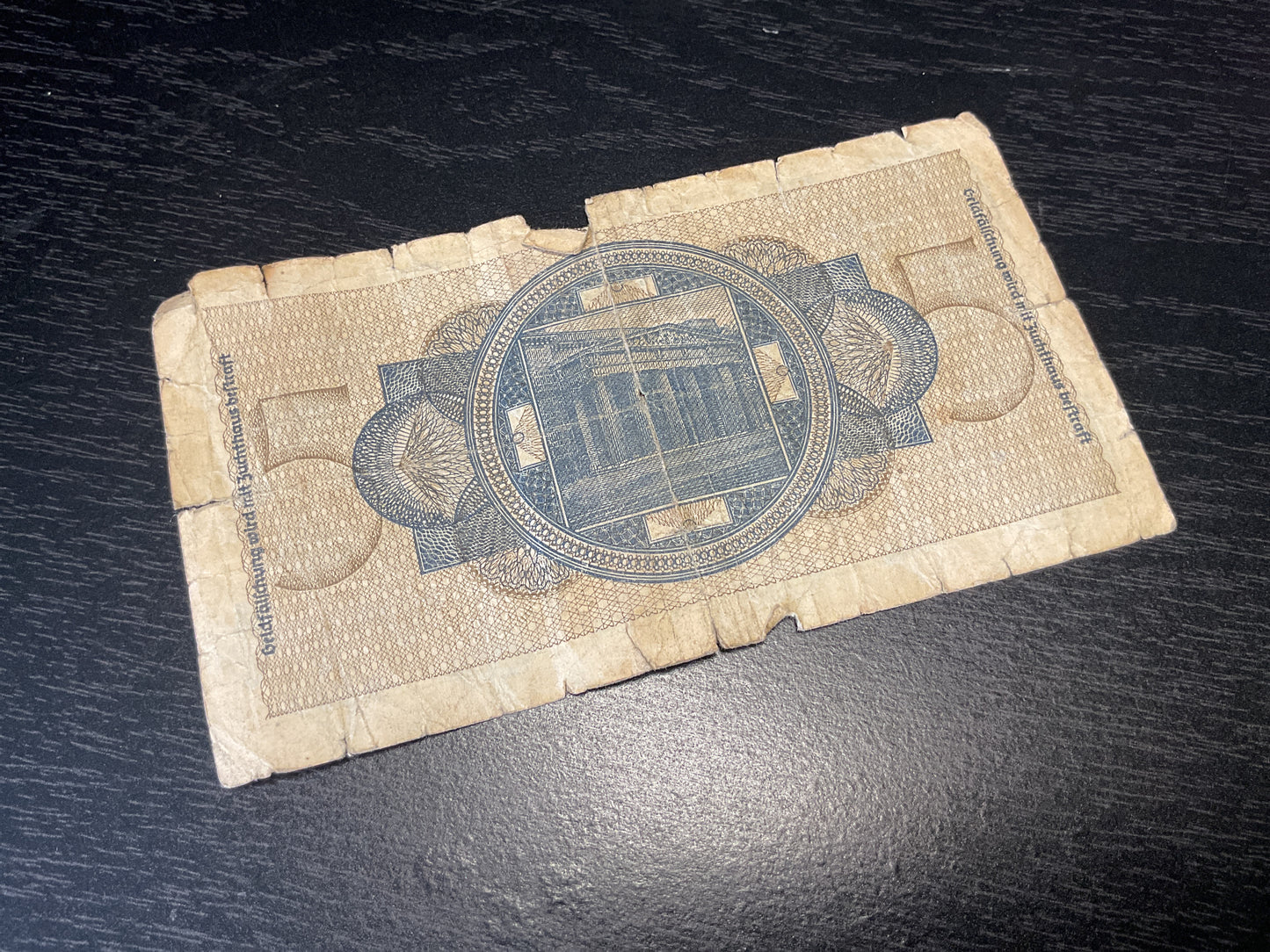 German 5 Reichsmark Banknote 3rd Reich 1924-1948