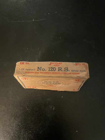 Vintage Peters High Velocity 12 Gauge Rifled Slug Shotgun Shells — Full Box of 5