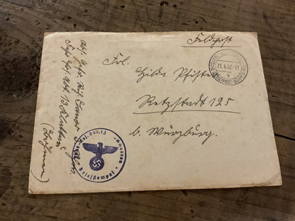 WWII German Feldpost Letter& Envelope-Artillery Replacement Battalion 13-April 1942
