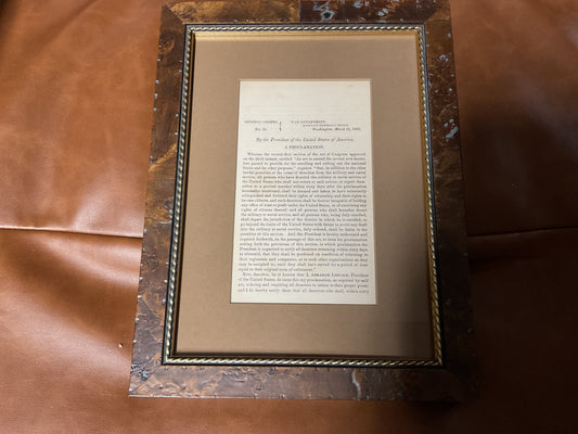 Original 1865 Abraham Lincoln General Order No. 35-Pardoning Deserters
