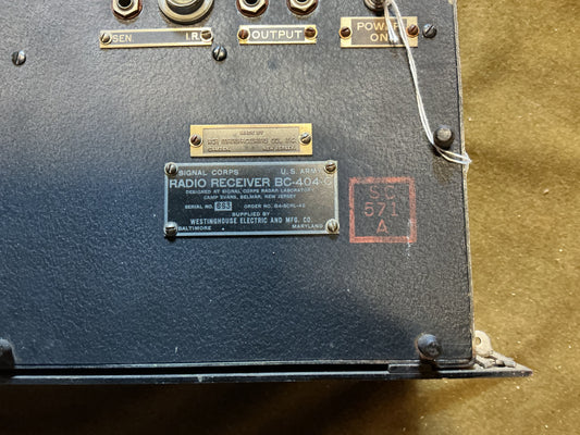 WWII U.S. Army Signal Corps Radio Receiver BC-404-C