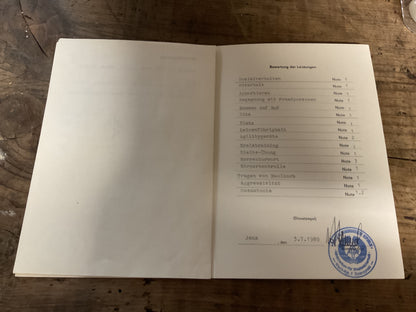 Original East German DDR Border Guard Dog Training Certificate-1986 to 1989