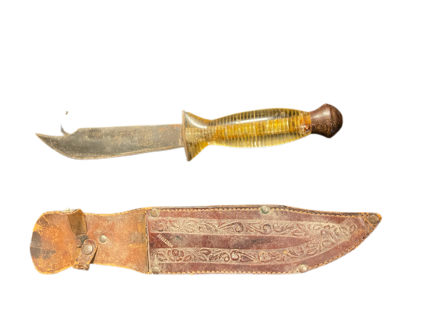 WWII Theater Knife with Decorative Leather Sheath