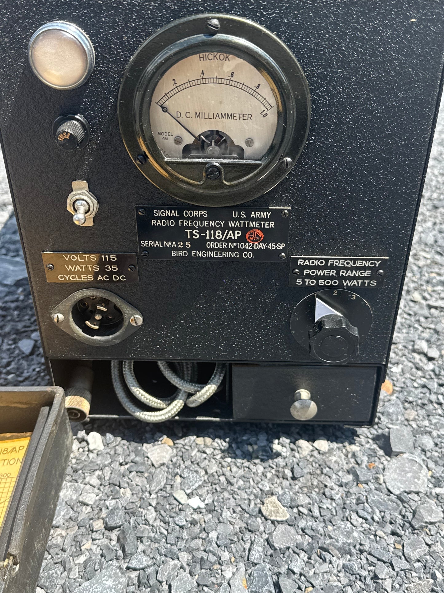 WWII U.S. Army Signal Corps TS-118/AP Radio Frequency Wattmeter Set with Original Case & Elements