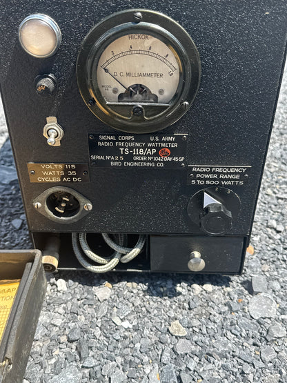 WWII U.S. Army Signal Corps TS-118/AP Radio Frequency Wattmeter Set with Original Case & Elements