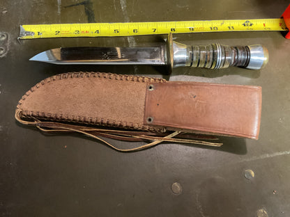 WWII Theatre Knife brown silver & clear handle