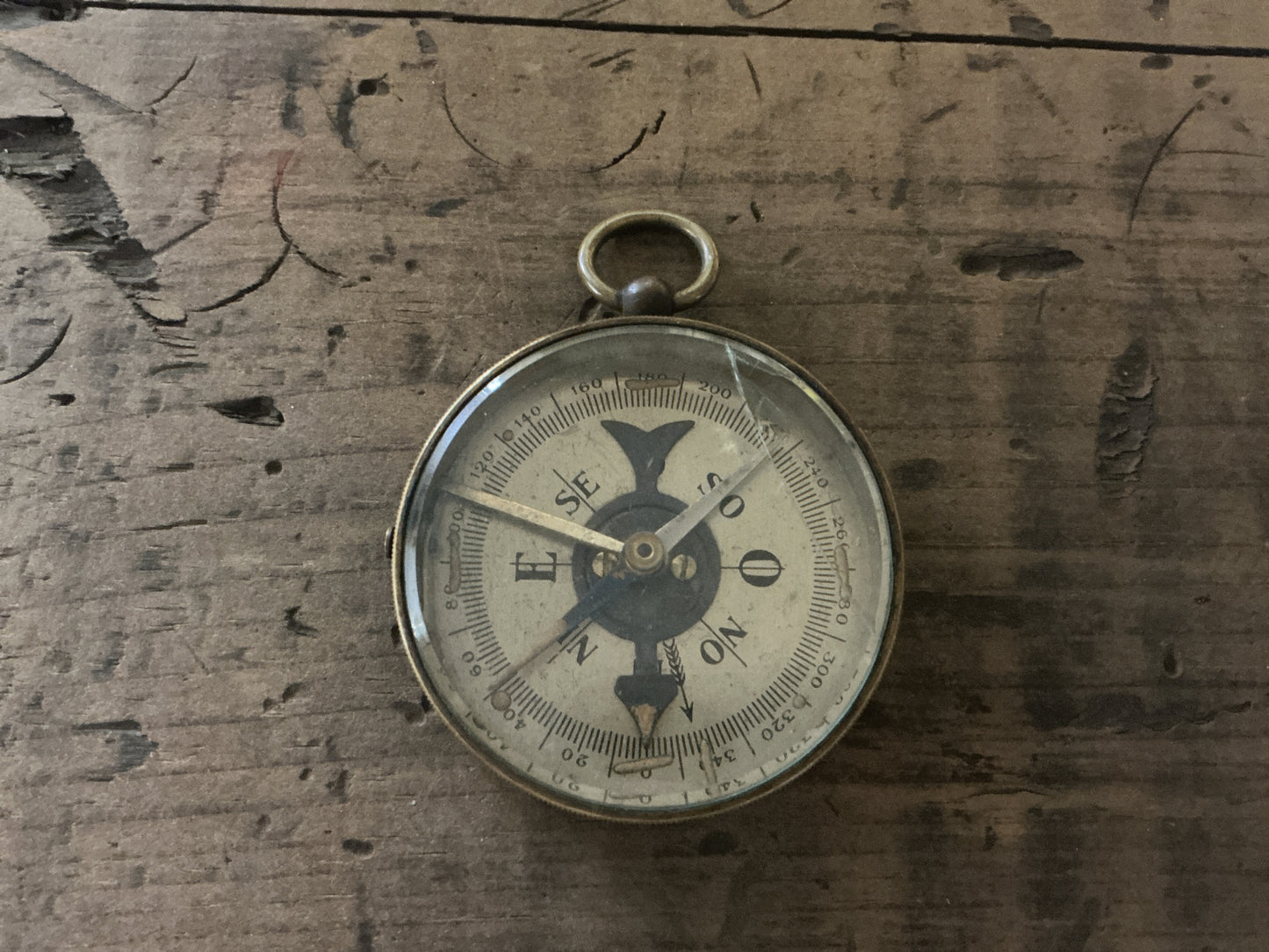 Antique Brass Liquid-Filled Pocket Compass