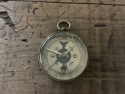 Antique Brass Liquid-Filled Pocket Compass