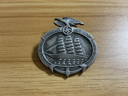 Original German Maritime Day Commemorative Badge-Maker Marked: Ferd.Wagner