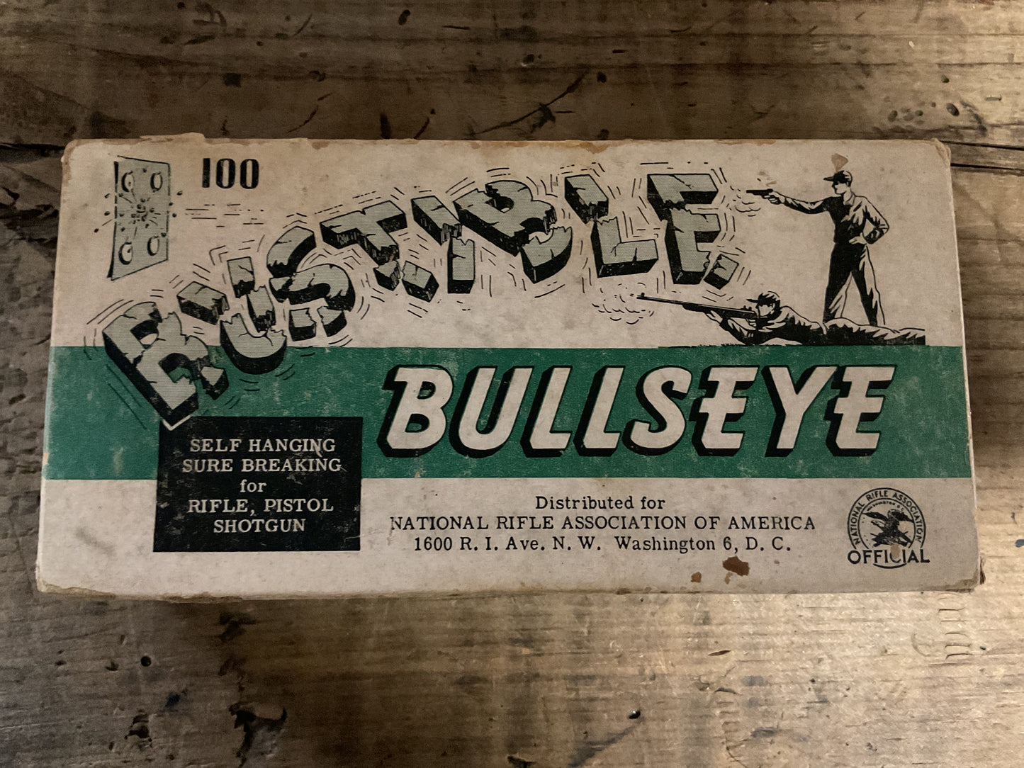 Rare! Vintage Rustible “Bullseye”-NRA Self-Hanging/Sure-Breaking Targets-Box of 90.