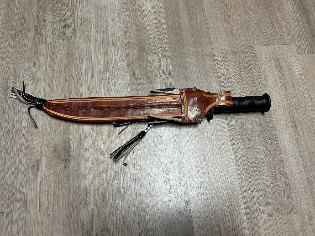 IMACASA El Salvador Large Bowie/Machete Knife w/ Decorative Leather Sheath