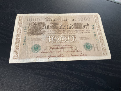 German 1000 Mark Reichsbanknote 1910