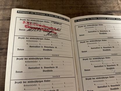 WWII German Deutsche Arbeitsfront (DAF) Membership Book-Berlin- Extensive Dues Stamps 1941-1945-Named to Herbert Muth