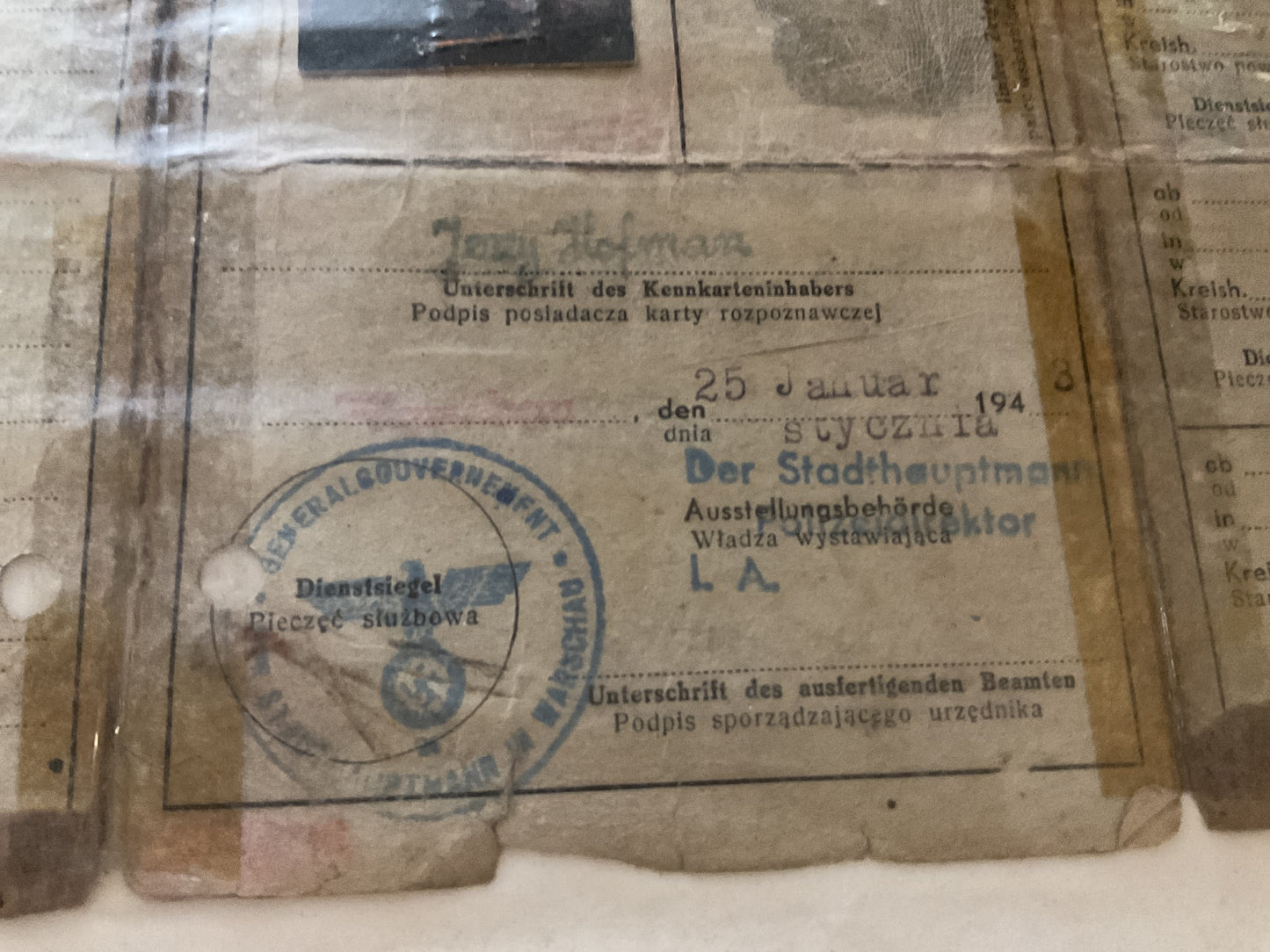 Original 1948 Allied Occupation German ID-Issued to a Polish Citizen w/ Photograph