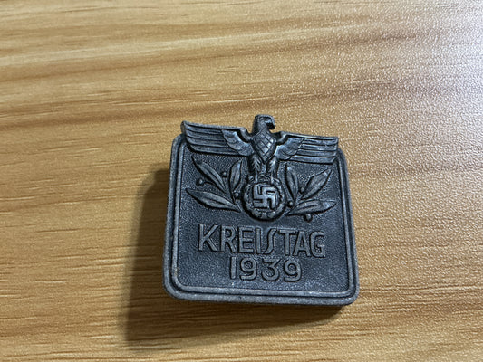 Original 1939 Kreistag Political Event Tinnie Badge w/ Marker Mark “9/7 Foerster & Barth Pforzheim”