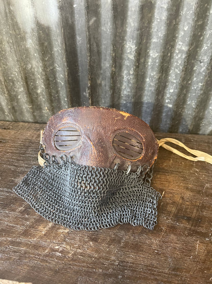 WWI British Tank Crew “Splatter Mask” – Leather & Chainmail – Original Royal Tank Corps