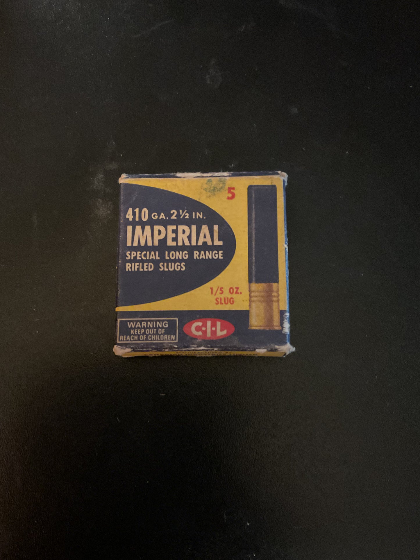 Vintage C-I-L Imperial .410 Gauge 2 1/2” Rifled Slugs — Full Box of 5