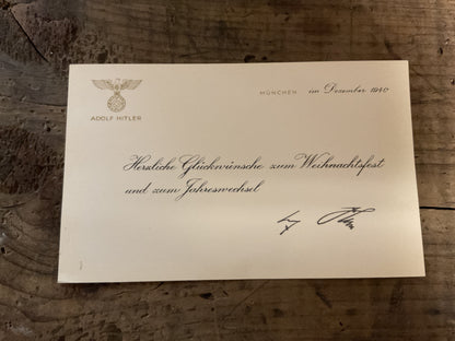 1940 Adolf Hitler Christmas & New Year Greeting Card w/ Frame