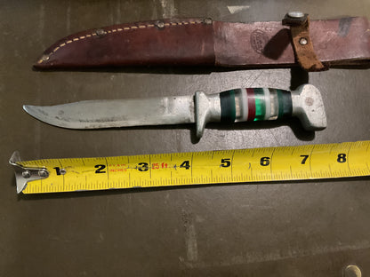 WWII Theatre Knife Silver Green White & Red Stripe