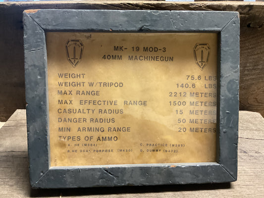 Mk19 Info Sign Vintage