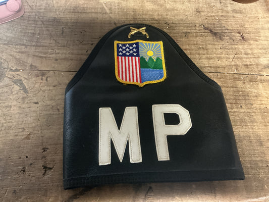 Vintage U.S. Army Military Police MP Leather Brassard-Crossed Pistols, Unit Matched, & Named “Capriotti”