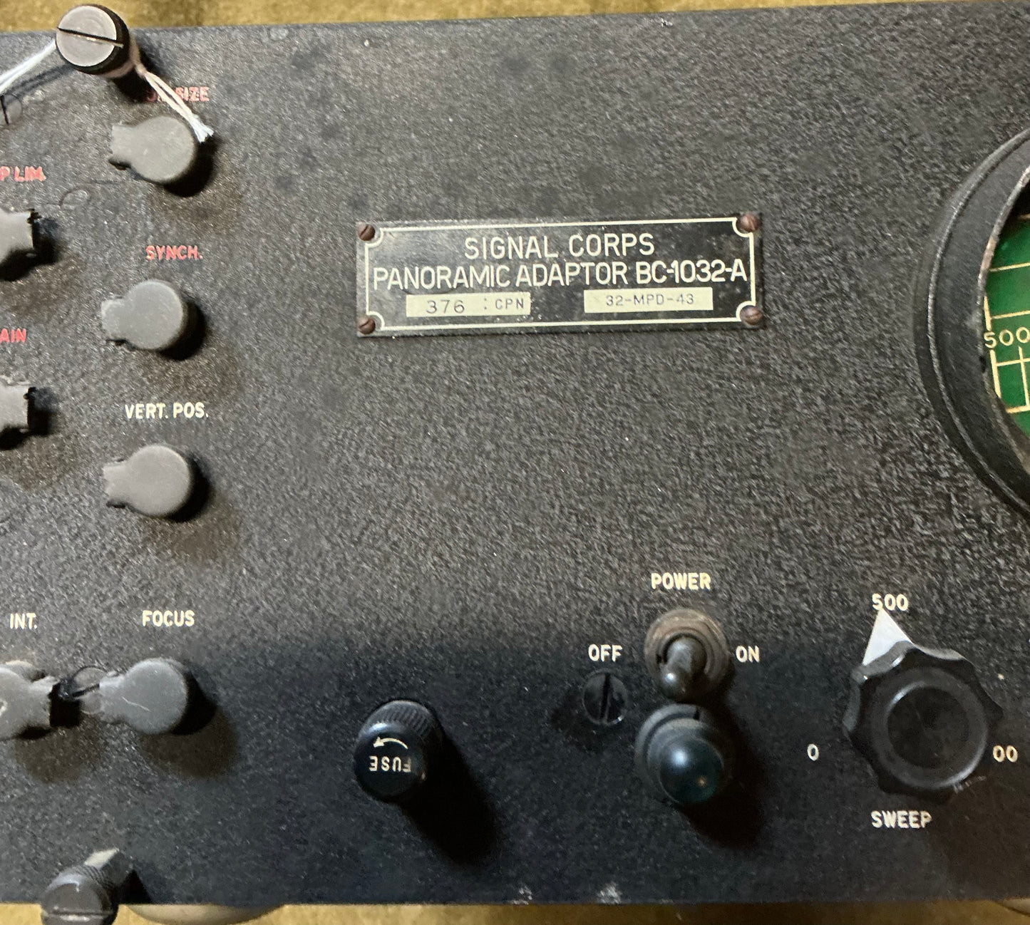 Signal Corps BC-1032-A Panoramic Adaptor — WWII Radar/Radio