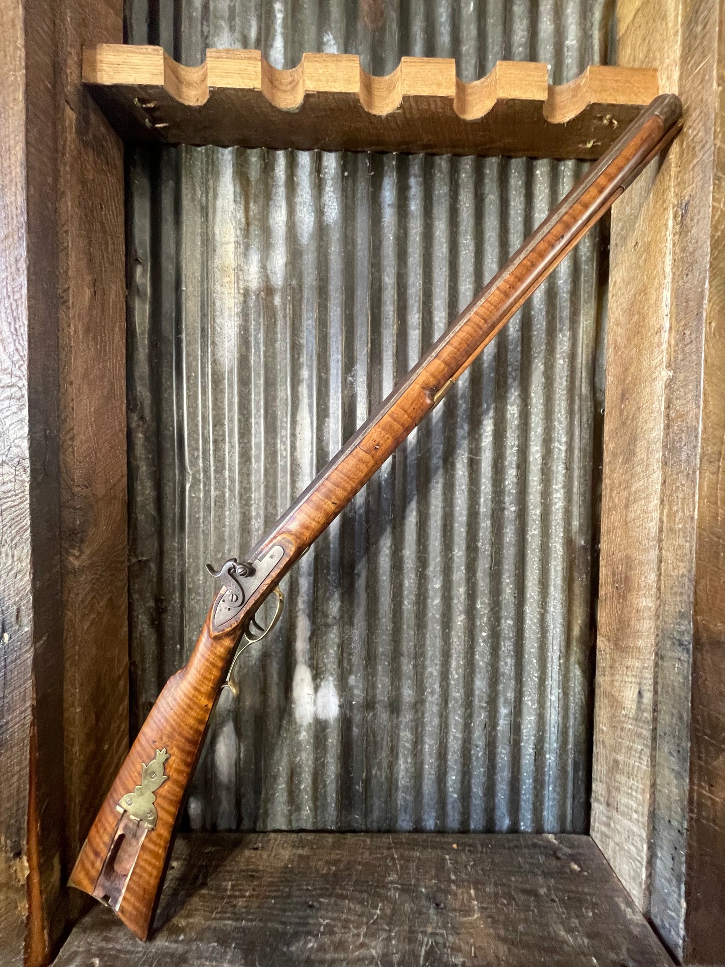 Unmarked .50 Caliber Percussion “Short Rifle” – Curly Maple Stock – Functional Lock