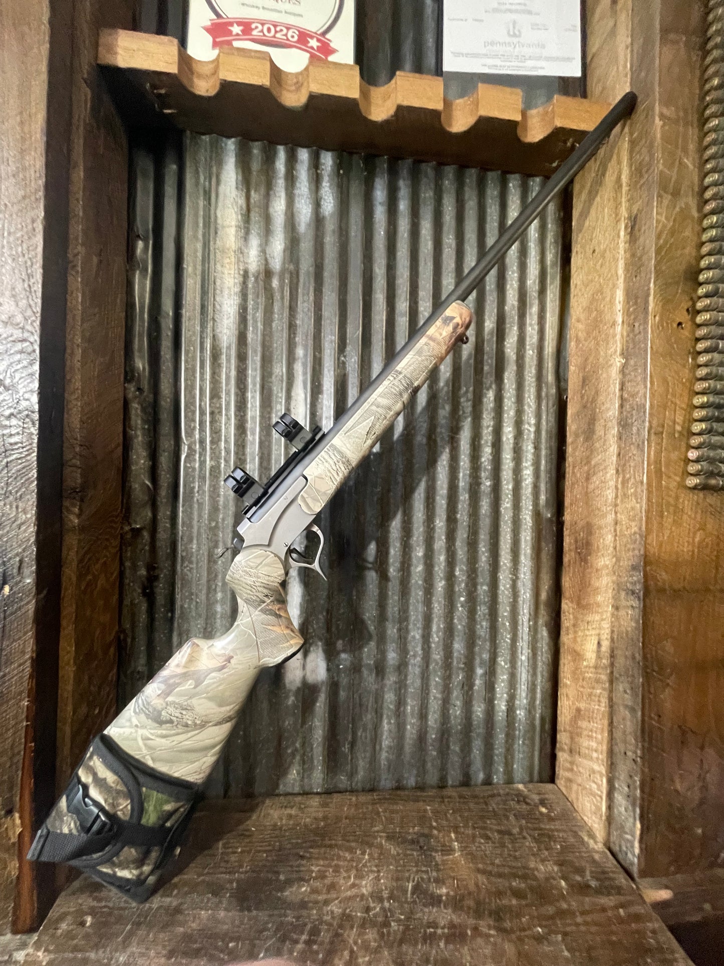 Thompson/Center Encore .25-06 Remington – Camo Stock – Stainless Frame – Scope Rings