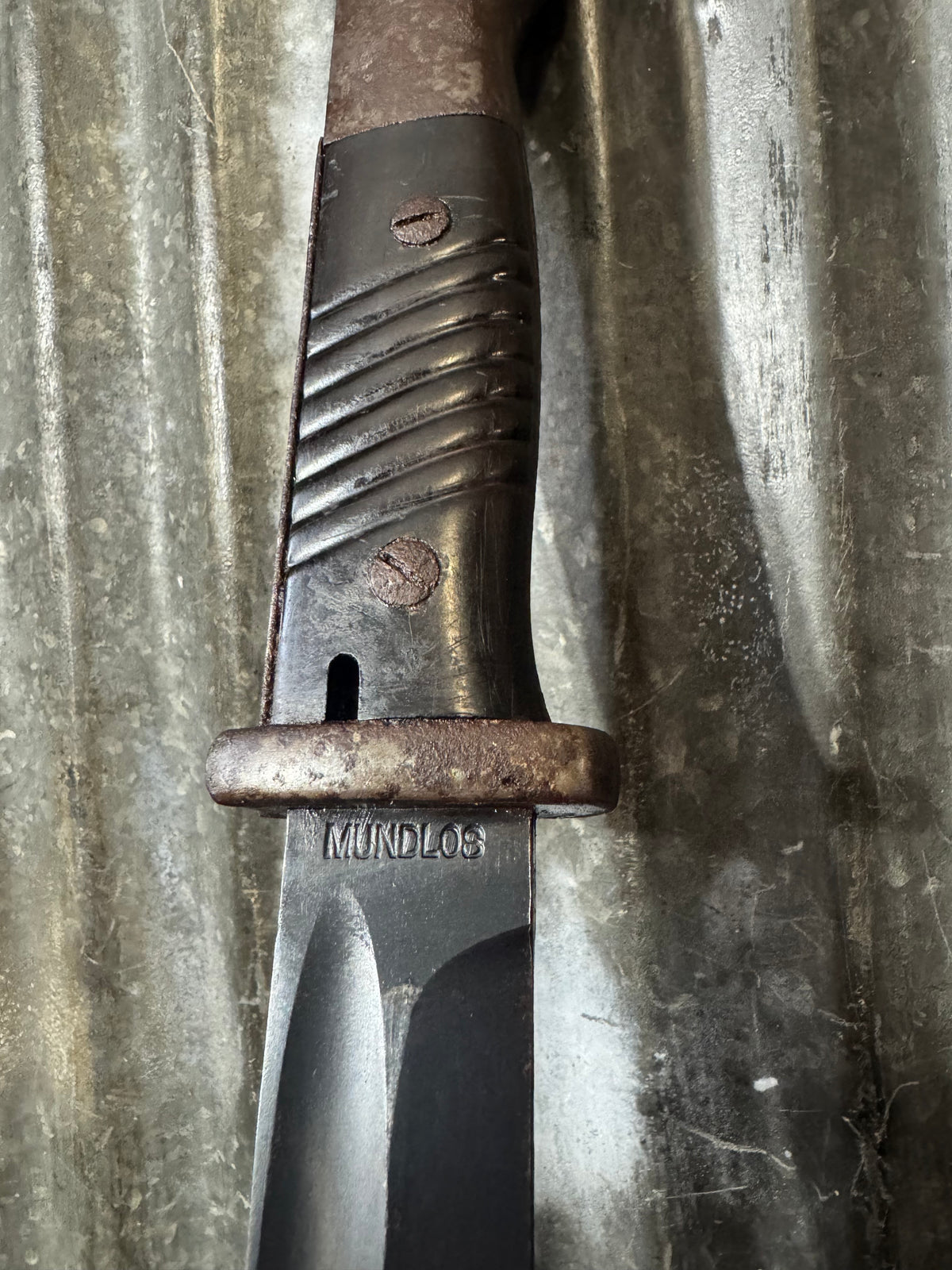 WWII German K98 Mauser Bayonet by Mundlos with Steel Scabbard & Web Frog