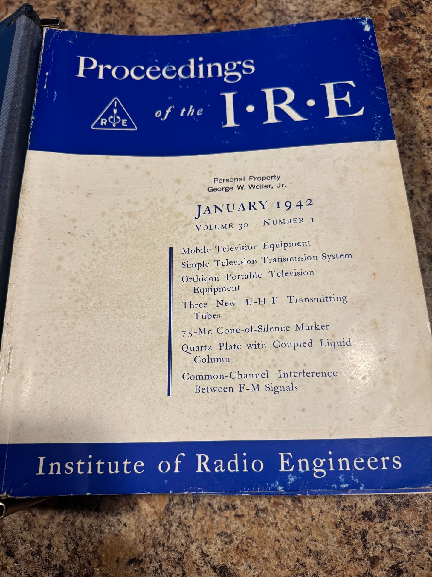 WWII 1942 Proceedings of the Institute of Radio Engineers Vol. 30 Bound