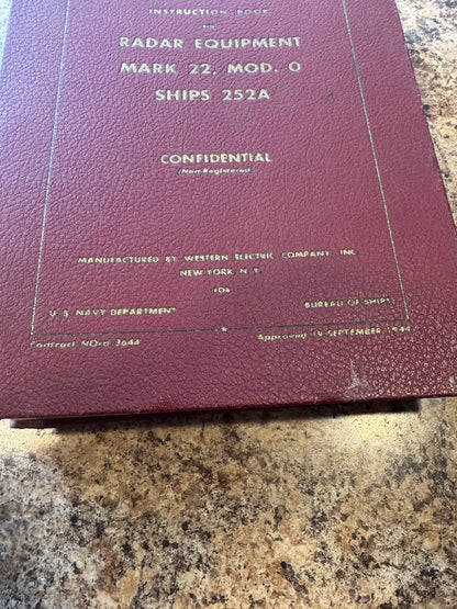 WWII U.S. Navy Radar Manual – Mark 22 Mod. 0 – 1944 – Western Electric
