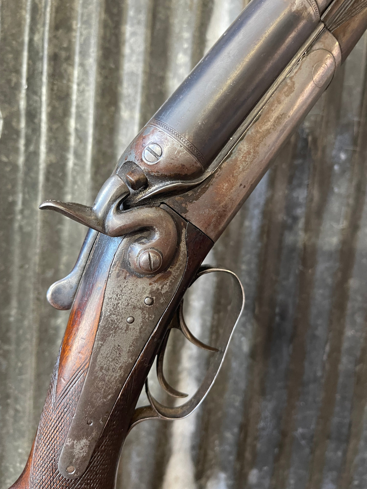 H. Pieper Belgium Hammer Double Combination Gun – 12 Gauge / .38-55