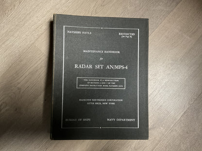 Maintenance Handbook Radar Set AN/MPS-4