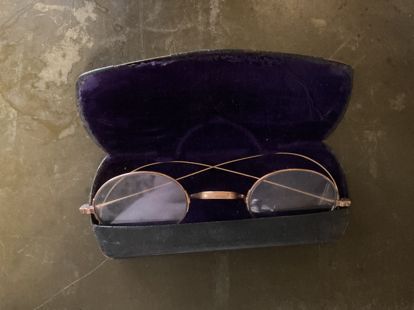 Antique Gold Filled Wire Rim Eyeglasses C.1905-1925 with Original Case-Wilkes Barre, PA