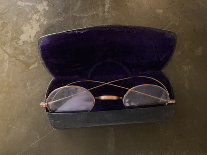 Antique Gold Filled Wire Rim Eyeglasses C.1905-1925 with Original Case-Wilkes Barre, PA